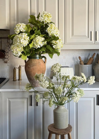 Cream Green Artificial Hydrangea Branch - 36"