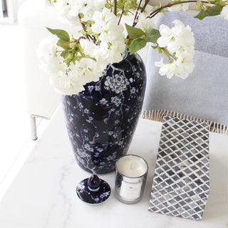 Artificial White Tall Magnolia & Oriental Vase Set